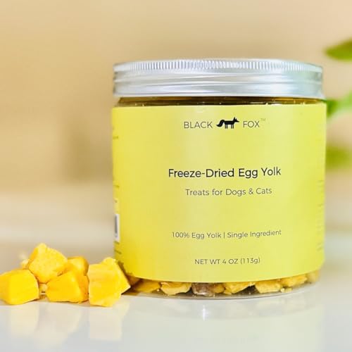 BLACK FOX Freeze-Dried Egg Yolk Dog Treats | Cat Treats | 4oz Single Ingredient, Raw, Healthy, All Natural, Human Grade, Recyclable Packaging - Egg Yolk