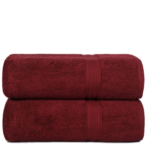 Trends Alley Bourgeois Luxury Bath Sheet Set (Pack of 2) | 90x165cm | 100% Combed Cotton (600 GSM) | Extra Large Jumbo Bath Towels Set | Ultra-Soft & Absorbent | Quick-Drying & Durable | Earth-Friendly - 2 Piece Bath Sheet Set - Cranberry