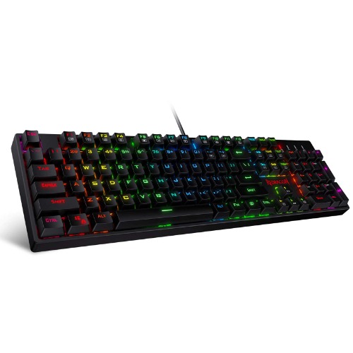 Redragon K582 SURARA RGB LED Backlit Mechanical Gaming Keyboard with 104 Keys-Linear and Quiet-Red Switches - Red Switch