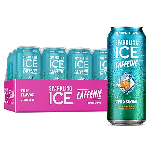 Sparkling Ice Caffeine Tropical Punch Sparkling Water with Caffeine, Zero Sugar, with Antioxidants and Vitamins,16 fl oz Cans (Pack Of 12) - Tropical Punch