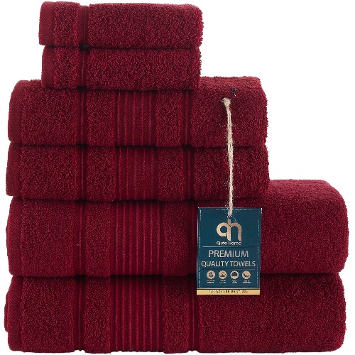 Qute Home Towels 100% Turkish Cotton Burgundy-Red Bath Towels Set | Super Soft Highly Absorbent | Spa & Hotel Towels Quality Quick Dry Towel Sets for Bathroom, Shower Towel - (Bath Towel - Set of 2)