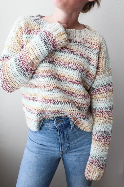 CROCHET PATTERN // Striped Crochet Sweater, Pullover, Jumper, Cropped Sweater, Crochet Shirt, Crochet Top, Modern Sweater// Stratum Pullover