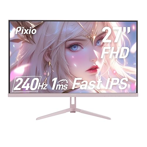 Pixio PX279 Wave Pink 27 inch 240Hz Refresh Rate FHD 1080p Resolution Fast IPS Panel 1ms GTG Resonse Time Gaming Monitor with Adaptive Sync - 27 inch - 240Hz 1080p - Pink