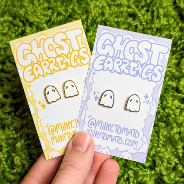 Ghost Earrings // Enamel Stud Earring