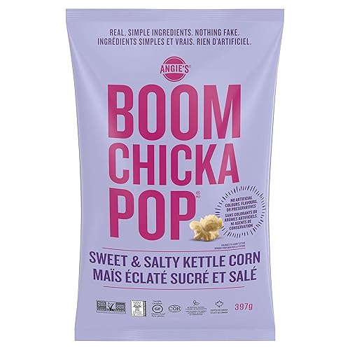 Angie’s BOOMCHICKAPOP® Ready-to-Eat Popcorn - Sweet & Salty Kettle Corn (397g, 1 Count) - Sweet & Salty Kettle Corn - 397 g (Pack of 1)