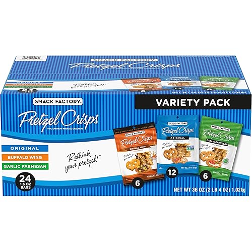 Snack Factory Pretzel Crisps Variety Pack, Single-Serve 1.5 Ounce, 24 Count