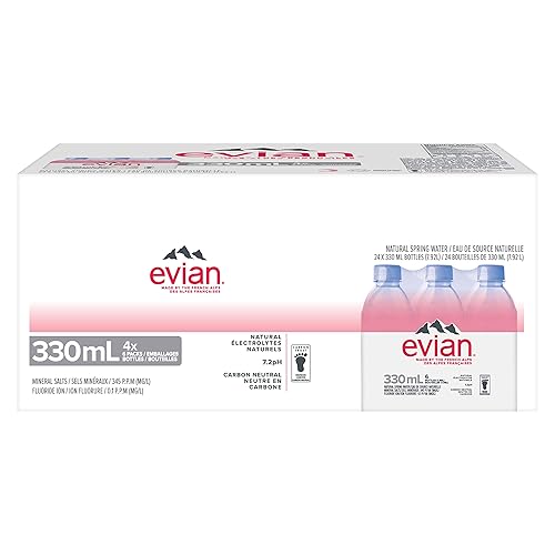 evian natural spring water, 330 mL Bottles, 4 x 6 Pack ( 24 count ) - 330 ml (Pack of 24)