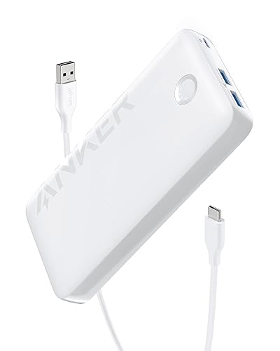 Anker 335 Power Bank (PowerCore 20K), 20W Portable Charger with USB-C Fast Charging, Works for iPhone 13/12 Series, Samsung, iPad Pro, AirPods, Apple Watch, and More. - White