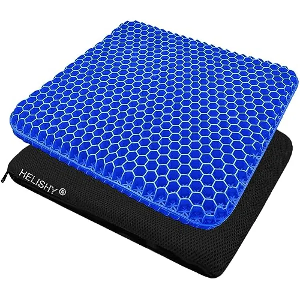 Egg Gel Seat Cushion, Breathable Gel Cushion Chair Pads with Non-Slip Cover for Home Office Car Wheelchair, Honeycomb Design Egg Seat Cushion As Seen On TV - Blue - 16*14*1.65inch