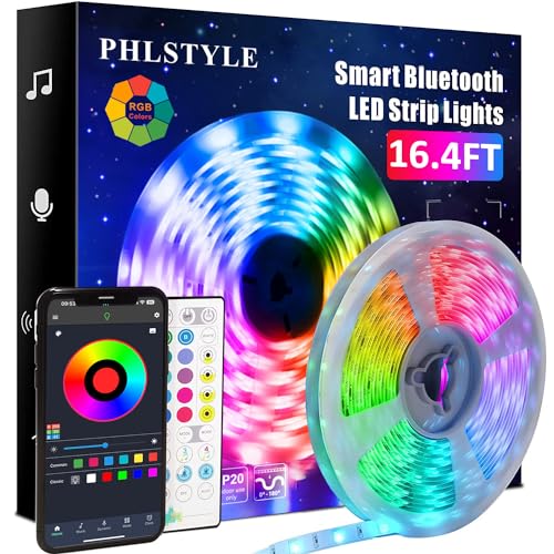 LED Strip Lights 16.4FT/5m, Flexible Color Changing LED Light Strips, with Keys IR Remote Controller LED Strips, Led Lights for Bedroom, TV, Kitchen, Christmas Decoration - 16.4FT