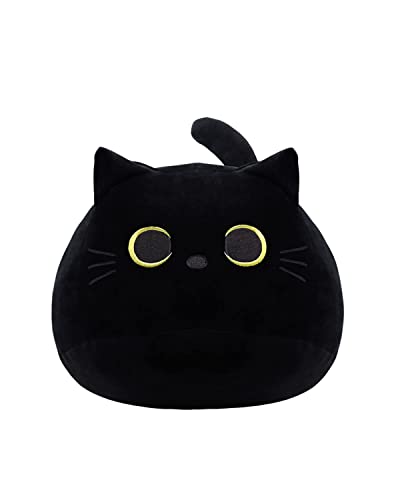 iBccly Black Cat Plush Toy Black Cat Pillow,Soft Plush Doll Cat Plushie Cat Pillow,Stuffed Animal Soft Plush Pillow Baby Plush Toys Cat Shape Design Sofa Pillow Decoration Doll - 14in(black)