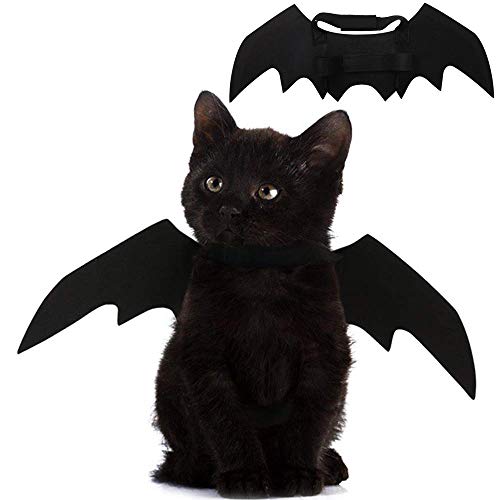 Pet Cat Bat Wings for Halloween Party Decoration, Puppy Collar Leads Cosplay Bat Costume,Cute Puppy Cat Dress Up Accessories - cat bat wing