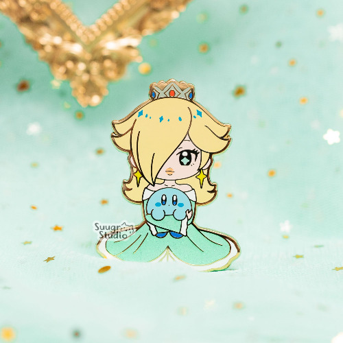 Princess x Poyo(Rosalina) Hard Enamel Pin - [A Grade] / Simple Rubber Back