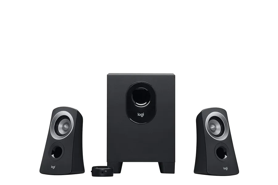 Logitech Z313 2.1 Multimedia Speaker System with Subwoofer, Full Range Audio, 50 Watts Peak Power, Strong Bass, 3.5mm Audio Inputs, UK Plug, PC/PS4/Xbox/TV/Smartphone/Tablet/Music Player - Black - Speaker