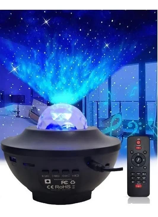 Luminária Projetor Musical Estrelas Bluetooth Controle