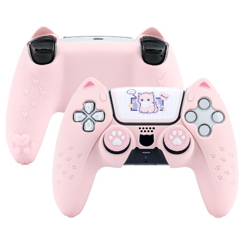 GeekShare Capa protetora de silicone antiderrapante Cat Paw PS5 para controle sem fio PS5 (Rosa) - Rosa