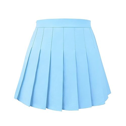 Joyingtwo Pleated Skirt for Women Skater Skirt with Shorts Elastic Waist Plus Size Tennis Skirts - Large - Blue