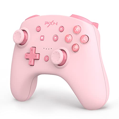PXN Wireless Switch Controller for Switch/Switch Lite/OLED, Support iOS(16 Version Only) Switch Pro Controller with Turbo, Wake-up, NFC, Motion, Vibration Wireless Switch Controller - Pink - Pink Switch Controller
