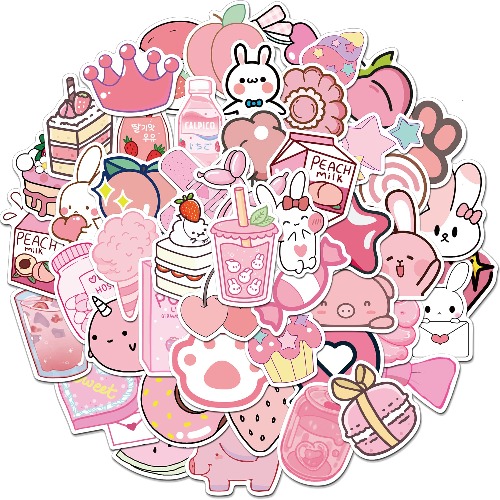 50PCS Kawaii Stickers Pink