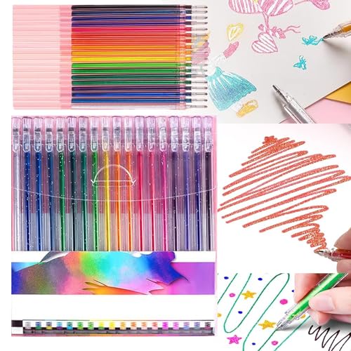 18pcs Glitter Gel Pen Set, Gel Glitter Pens with Refills for Adult Coloring Book, Sparkle Markers Colorful Art Pens for Writing, Scrapbooking, Coloring and Greeting Cards, Journal Drawing Gifts - 18PCS