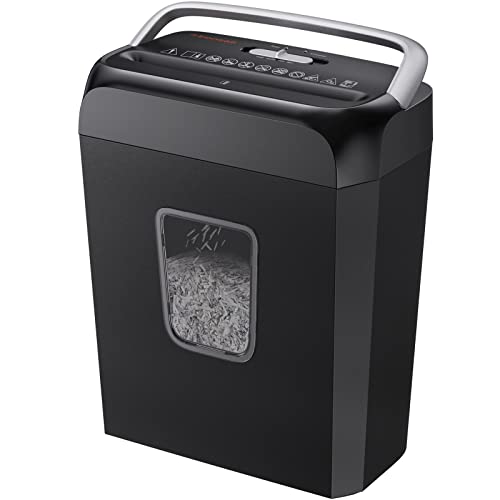 Bonsaii Paper Shredder for Home Use,6-Sheet Crosscut Paper and Credit Card Shredder for Home Office with Handle for Document,Mail,Staple,Clip-3.4 Gal Wastebasket(C237-B) - 6-Sheet Cross cut (Old)