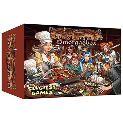 Slugfest Games: Red Dragon Inn: Smorgasbox, Expansion, Includes Roobted Version of this Product, with Five New Games, For Ages 13 and up - Smorgasbox