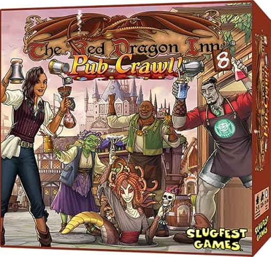 Slugfest Games: Red Dragon Inn 8, The Pub Crawl, Five New Characters, Can be Played with All Expansions, New Prize Cards Inside, For Ages 13 and up - Eight