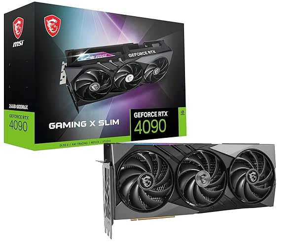 MSI Gaming GeForce RTX 4090, 24GB GDRR6X, 384-Bit, Extreme Clock: 2595 MHz, HDMI/DP Nvlink Tri-Frozr 3 Ada Lovelace Architecture OC Graphics Card (RTX 4090 Gaming X Slim 24G)