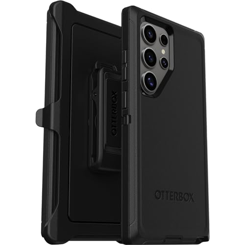 OtterBox Samsung Galaxy S24 Ultra Defender Series Case - Single Unit Ships in Polybag, Ideal for Business Customers - BLACK, rugged & durable, with port protection, includes holster clip kickstand - Galaxy S24 Ultra