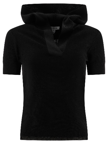 Pique Knit Hooded Top T-Shirts Black - 36