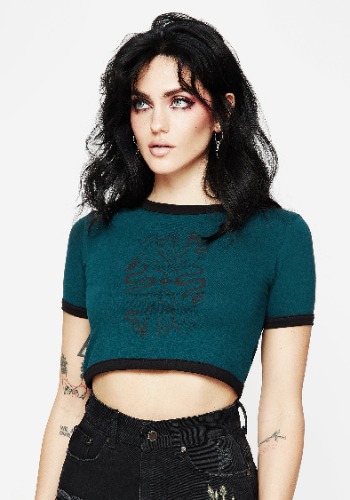 Dominion Snake Print Crop Baby Tee | US 2