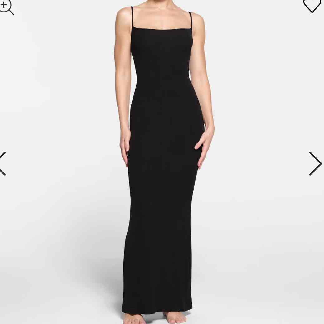 SOFT LOUNGE LONG SLIP DRESS | ONYX | XXS