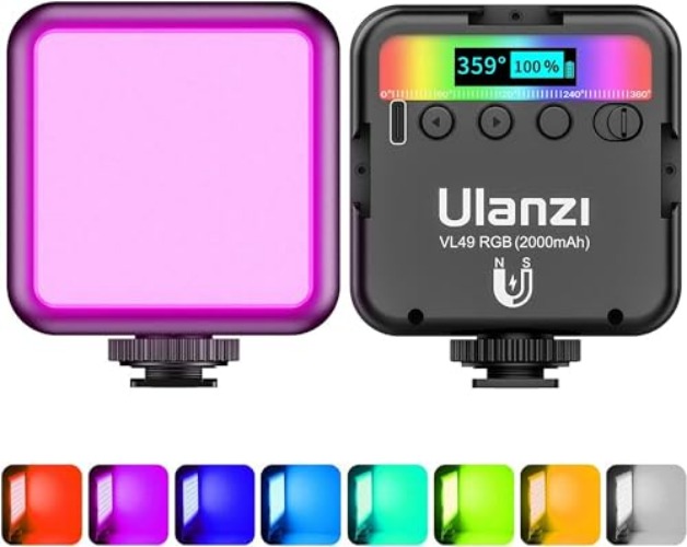 Lumiere Photo, ULANZI VL49 LED Photo RGB avec Batterie Intégrée Charge, RGB Full Color Mode, éclairage Lampe Vidéo Portable 2500K-9500K Couleur Température Réglable pour la Photographie - VL49