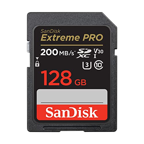 SanDisk 128 Go Extreme PRO carte SDXC + RescuePRO Deluxe, jusqu'à 200 Mo/s, UHS-I, Classe 10, U3, V30 - 128Go - UHS-I V30