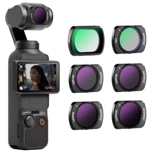 NEEWER Magnetic ND/CPL Filter Set Compatible with DJI OSMO Pocket 3, 6 Pack UV CPL ND16/PL ND32/PL ND64/PL ND256/PL Polarizing and Neutral Density Filters, Multi Coated HD Optical Glass/Aluminum Frame