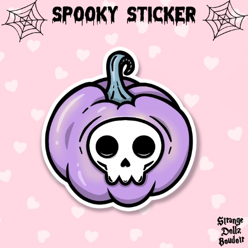 Pastel Goth Pumpkin Spooky Sticker, Gothic stationery, Halloween, Strange Dollz Boudoir - 1 sticker