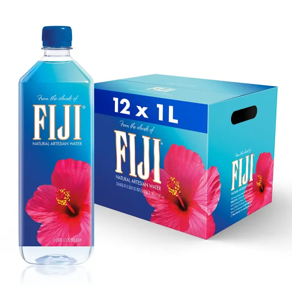 FIJI Natural Artesian Water, 33.8 Fl Ounce Bottle (Pack of 12)