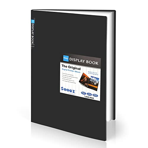 Sooez Art Portfolios 11"x17", Large Portfolio Folder with 30 Pockets & Black Inner Sheets, Display 60 Pages, 11 x 17 Presentation Book - Black - 11x17"