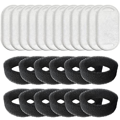 Hantoc 16 Packs Cat Water Fountain Filters, Replacement Pet Water Fountain Filters 8pcs Activated Carbon Filter & 8pcs Foam Sponge for 3.2L Stainless Steel Cat Fountain & PLWF003 with Active Carbon - 16