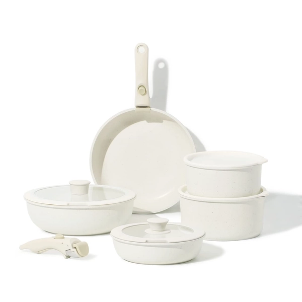 CAROTE 11 Piece Pots and Pans Set, Nonstick Cookware Set Detachable Handle, Non Stick Kitchen Cookware Sets with Removable Handle, RV Cookware Set, Dishwasher/Oven Safe