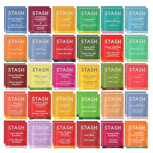 BLUE RIBBON, Stash Tea Bags Sampler Assortment Box (52 Count) 30 Different Flavors Gifts for Her Him Women Men Mom Dad Friends Coworkers Family - Blue RIbbon Box - 52 Count