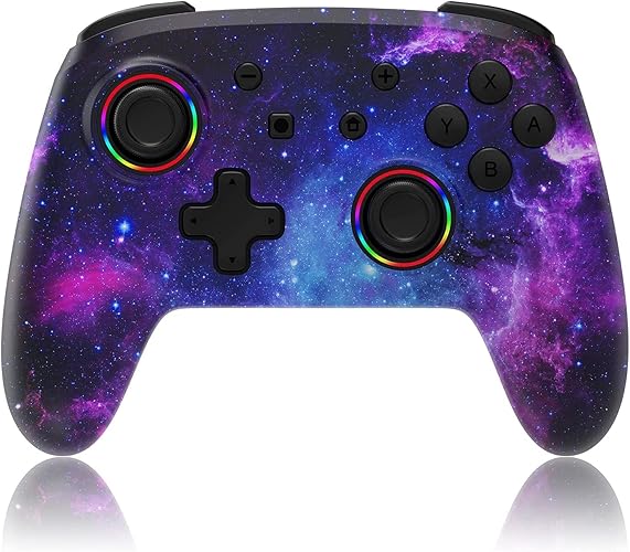 NexiGo Wireless Controller for Switch/Switch Lite/OLED, Bluetooth Controllers for Nintendo Switch with Vibration, Motion, Turbo and LED Light (Cosmic Nebula) - Cosmic Nebula - Regular