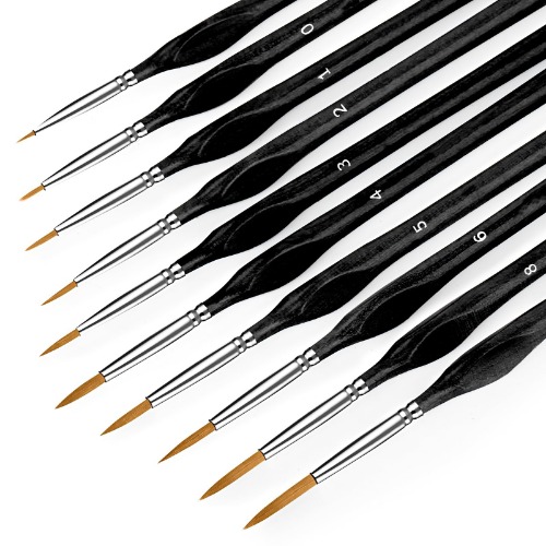 Cuspitum 10PC Miniature Paint Brush for Fine Detailing, Mini Small Painting Brushes Set for Art, Crafts, Acrylic, Watercolor, Oil, Model, Face, Warhammer 40k & Paint by Number, Citadel, Figurine