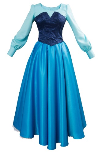 SIDNOR Women Girls Ariel Cosplay Dresses Costume Princess Party Outfit Ball Gown Uniform Blue - XX-Large Blue