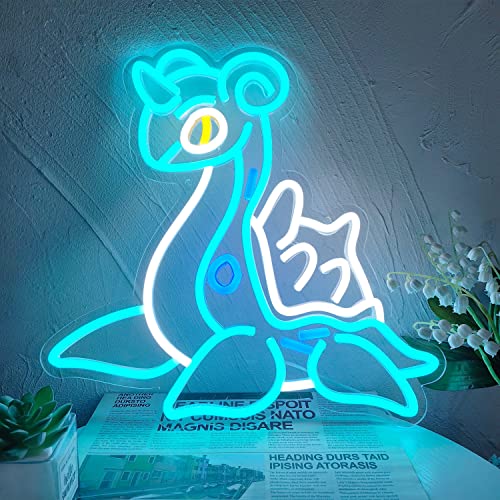 JOSEBRU Anime Neon Sign Dragon Neon Sign Janpanese Neon Light for Game Room Bedroom Wall Decor, Best Gifts for Anime Lovers, USB Powered Anime LED Light (13.78"x13.39") - Lapras