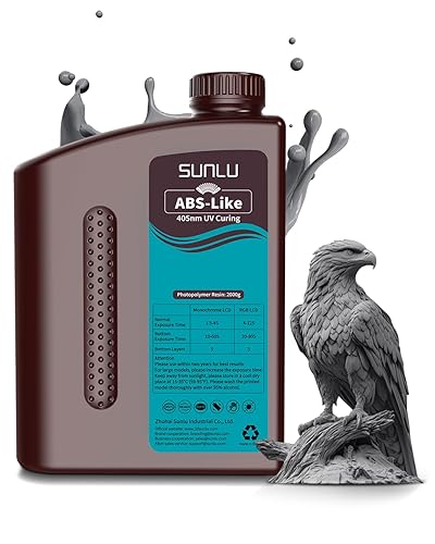 SUNLU 2000G ABS Like Resin for 3D Printer, 405nm UV Curing Photopolymer Rapid 3D Resin for 2K 4K 6K 8K LCD/DLP/SLA 3D Printers, Non-Brittle & High Precision & Low Shrinkage, 2KG, Dark Grey - 2000g-dark Grey - L-2000g