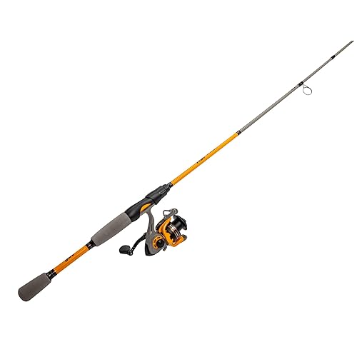 Lew’s Hypersonic Spinning Reel and Fishing Rod Combo, IM6 Graphite Rod with Fast Action, 3+1 Bearings, 5.1:1 Gear Ratio, Speed Lube, Orange/Gray - 6'6"