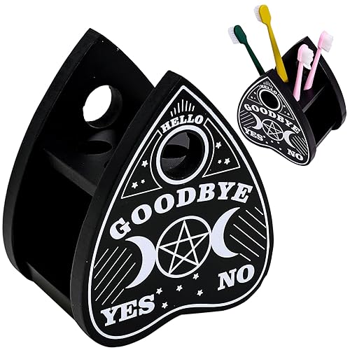 BULICADO Ouija Planchette Toothbrush Holder - Halloween Bathroom Decor - Goth Accessories for Home Decor - Gothic Black Ouija Organizer for Kids and Adults - Witchy Gifts for Women