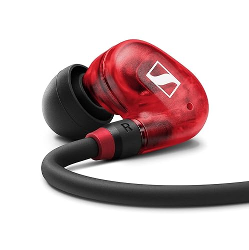 Sennheiser IE 100 PRO RED In-Ear Monitors | Dynamic 10mm Broadband Transducer for Powerful, Precise Monitoring | 1.3M Cable & S/M/L Silcone Adaptors Included | Red & Black (508942) - IE 100 PRO Red
