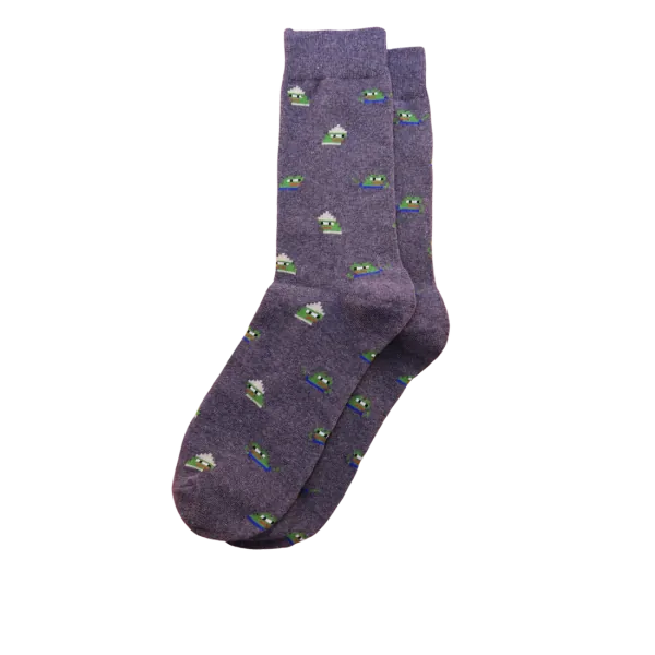 Pixel Peepo Combed Cotton Socks - Grey